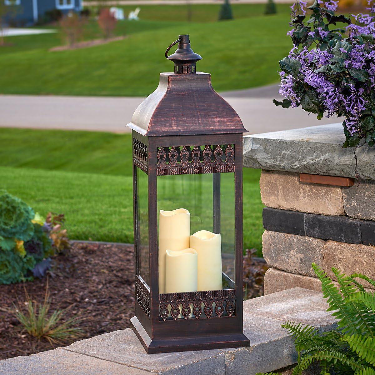 San Nicola Triple LED Candle Lantern - Bronze