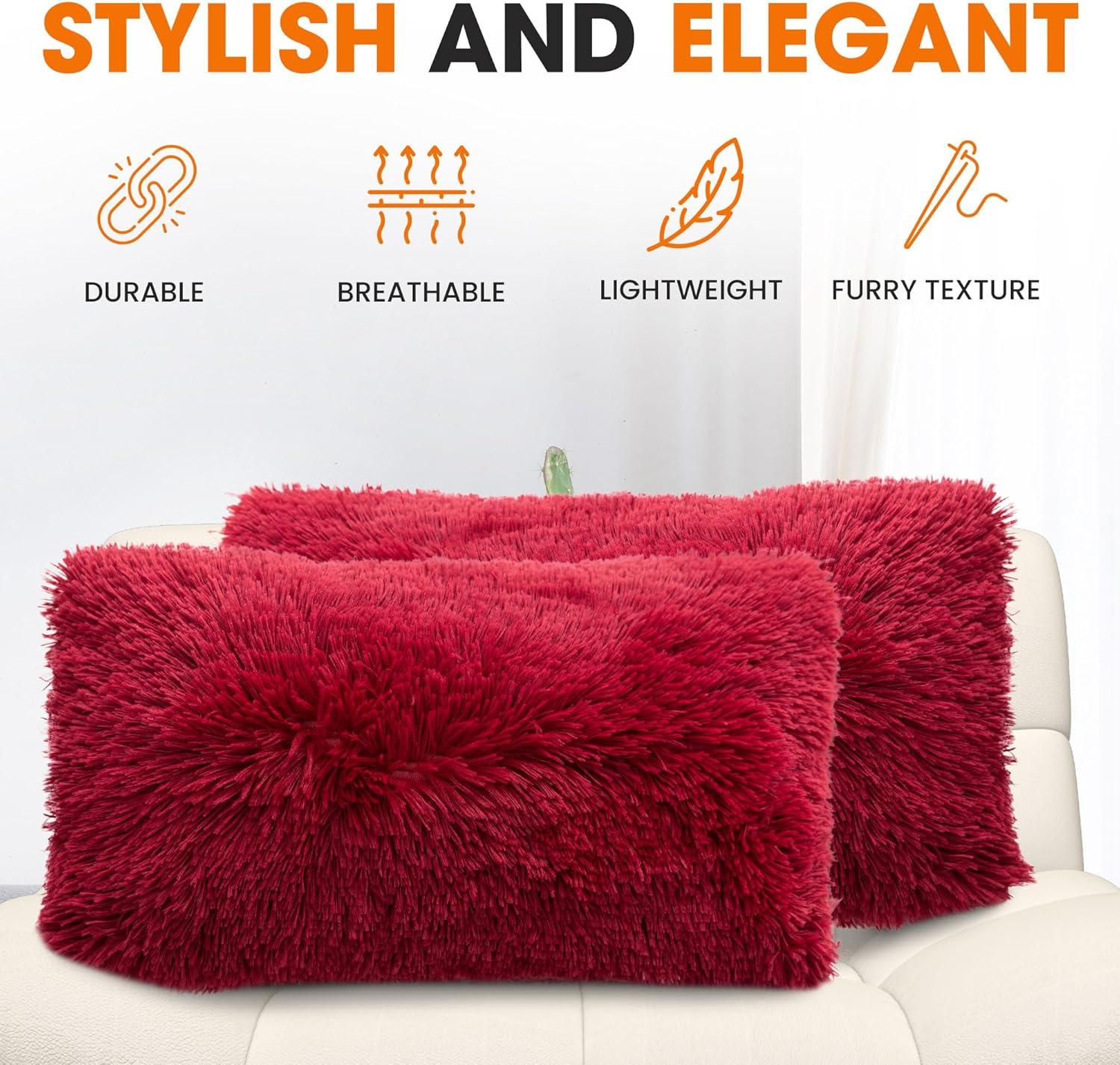 Cheer Collection Cheer Collection Shaggy Hair Decorative Throw Pillows (Set of 2)