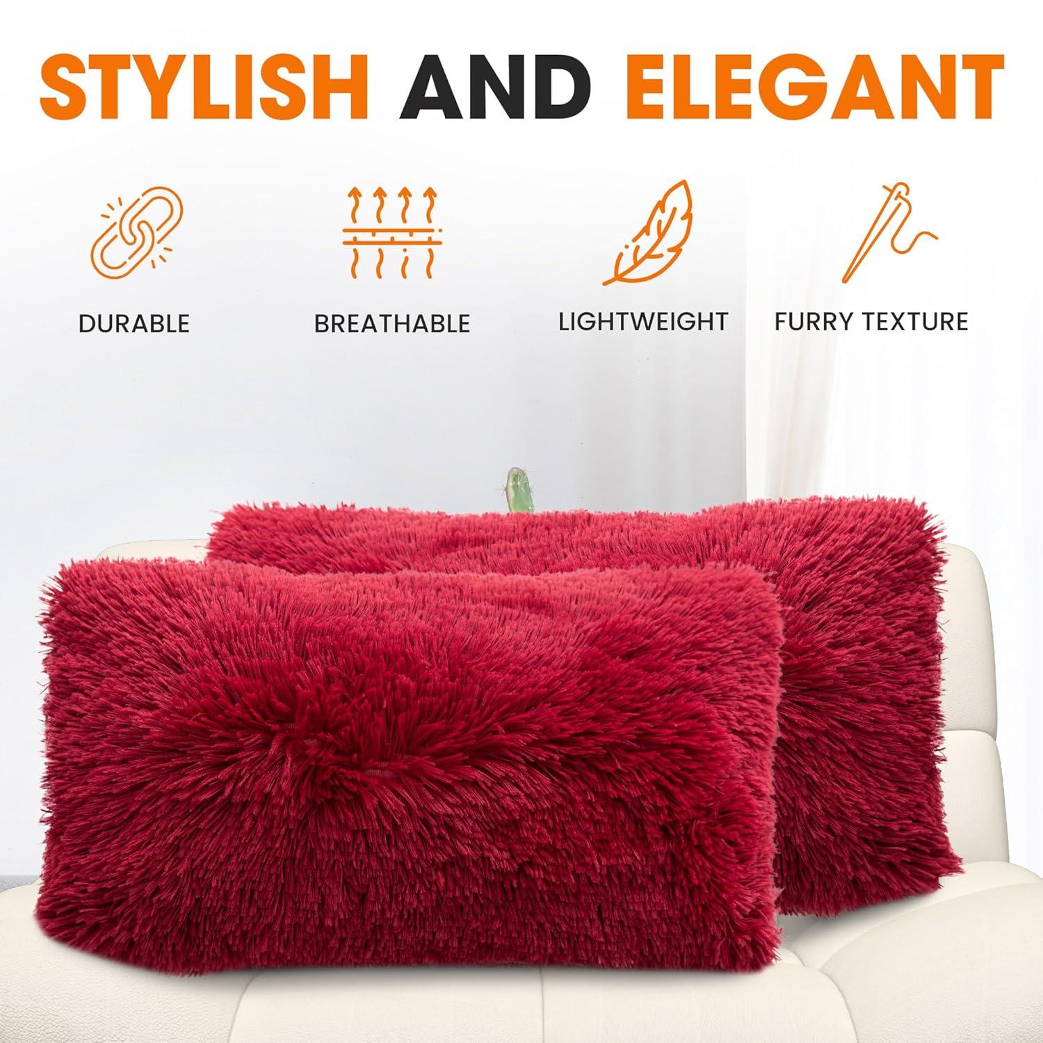 Cheer Collection Cheer Collection Shaggy Hair Decorative Throw Pillows (Set of 2)