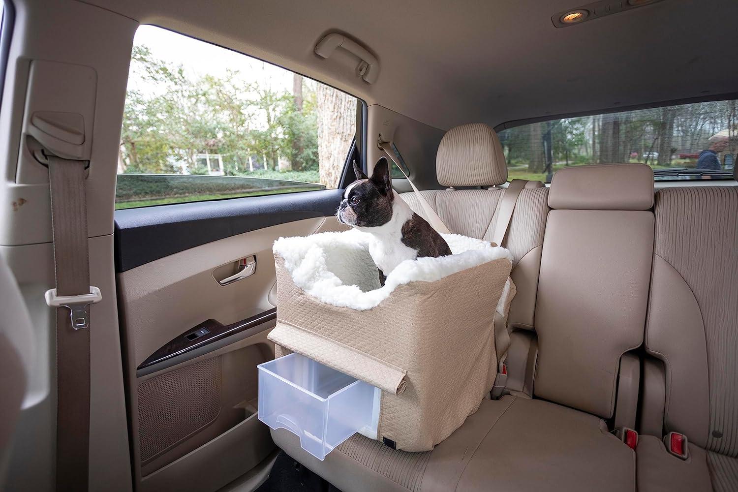 Birch Diamond Beige Soft Sided Dog Car Seat with Storage