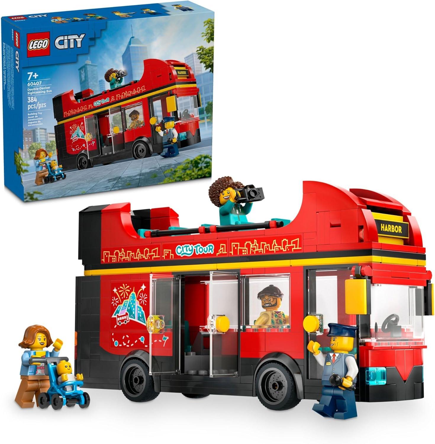 LEGO City Red Double-Decker Sightseeing Bus Toy, London Bus 60407