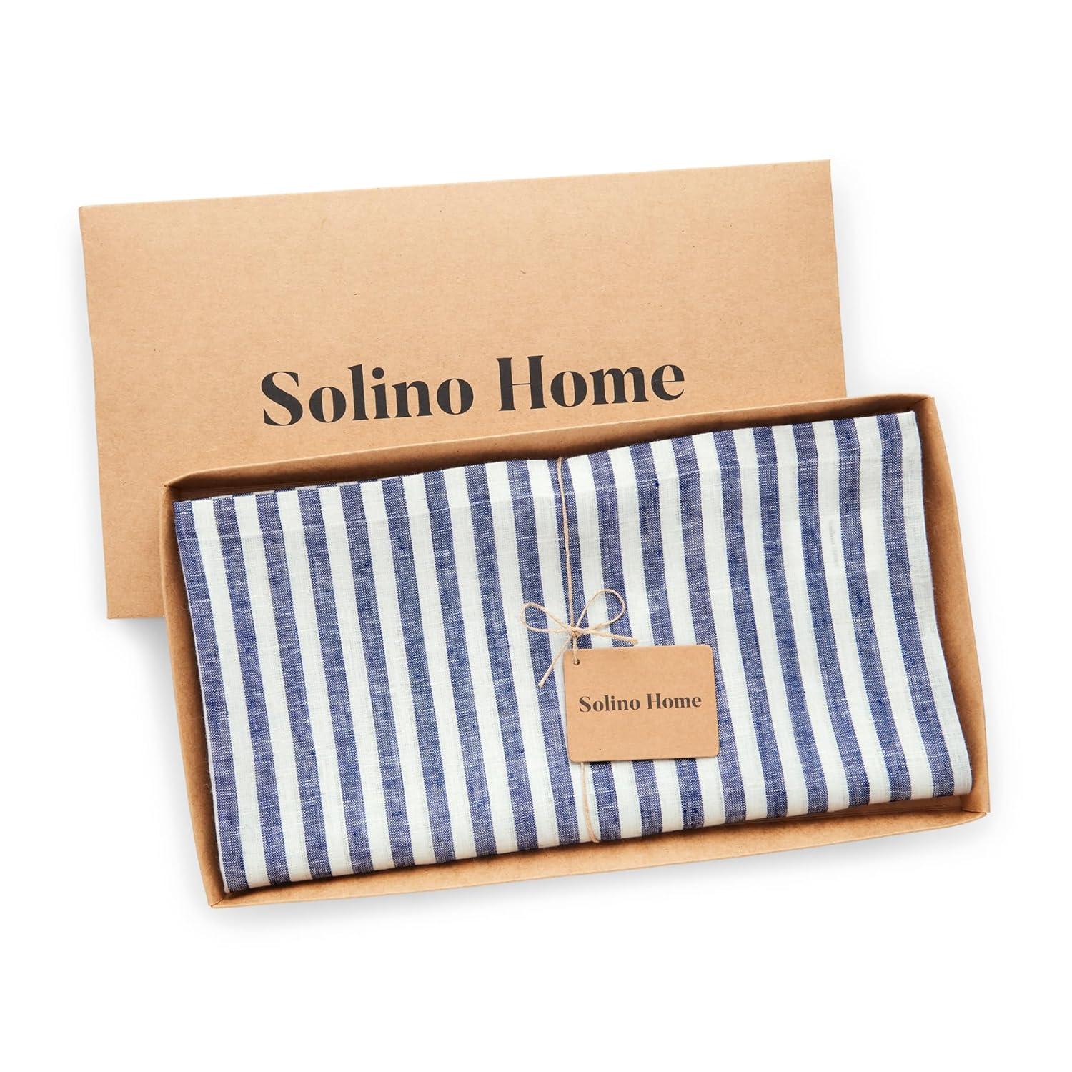 Solino Home Amalfi Stripe - 100% Pure Linen Tablecloth