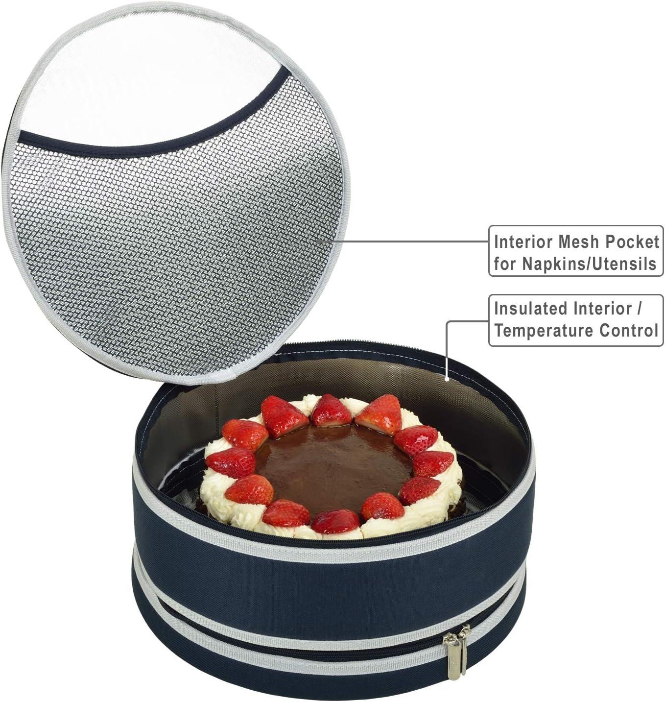 Picnic at Ascot Pie and Cake Carrier 12" Diameter - Rigid No Sag - Sides, Top, Bottom