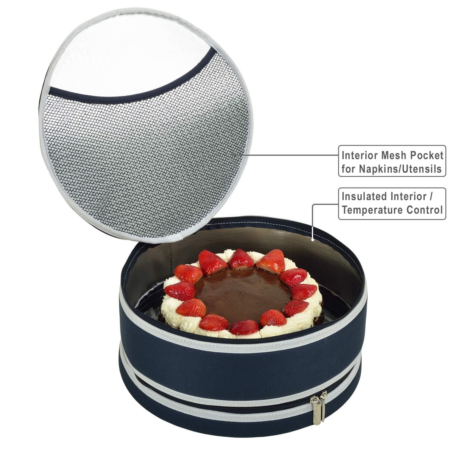 Picnic at Ascot Pie and Cake Carrier 12" Diameter - Rigid No Sag - Sides, Top, Bottom