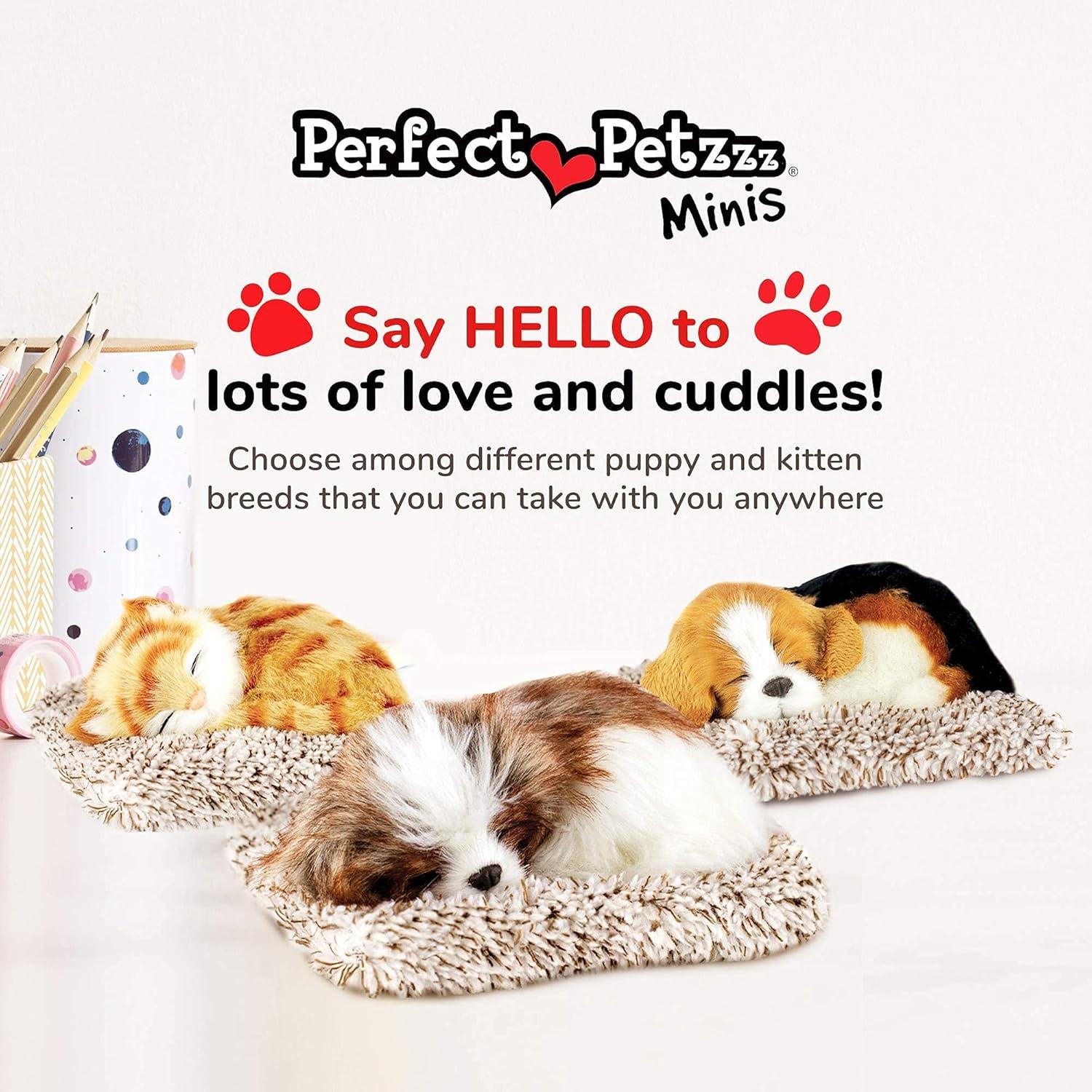 Perfect Petzzz - Mini Shih Tzu, Stuffed Animals for Girls and Boys, Dog Toys for Kids and Elderly, Battery-Operated Live Pet Toys, Companion Realistic Dog Calming Toys with Synthetic Fur