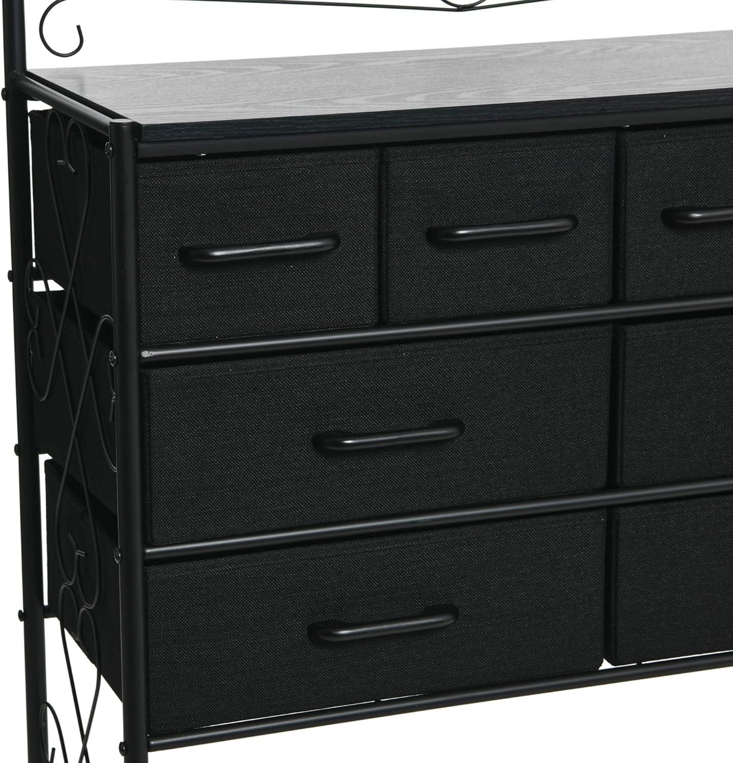 Household Essentials Victorian Style 8-Drawer and Bottom Shoe Shelf Dresser Unit, Black