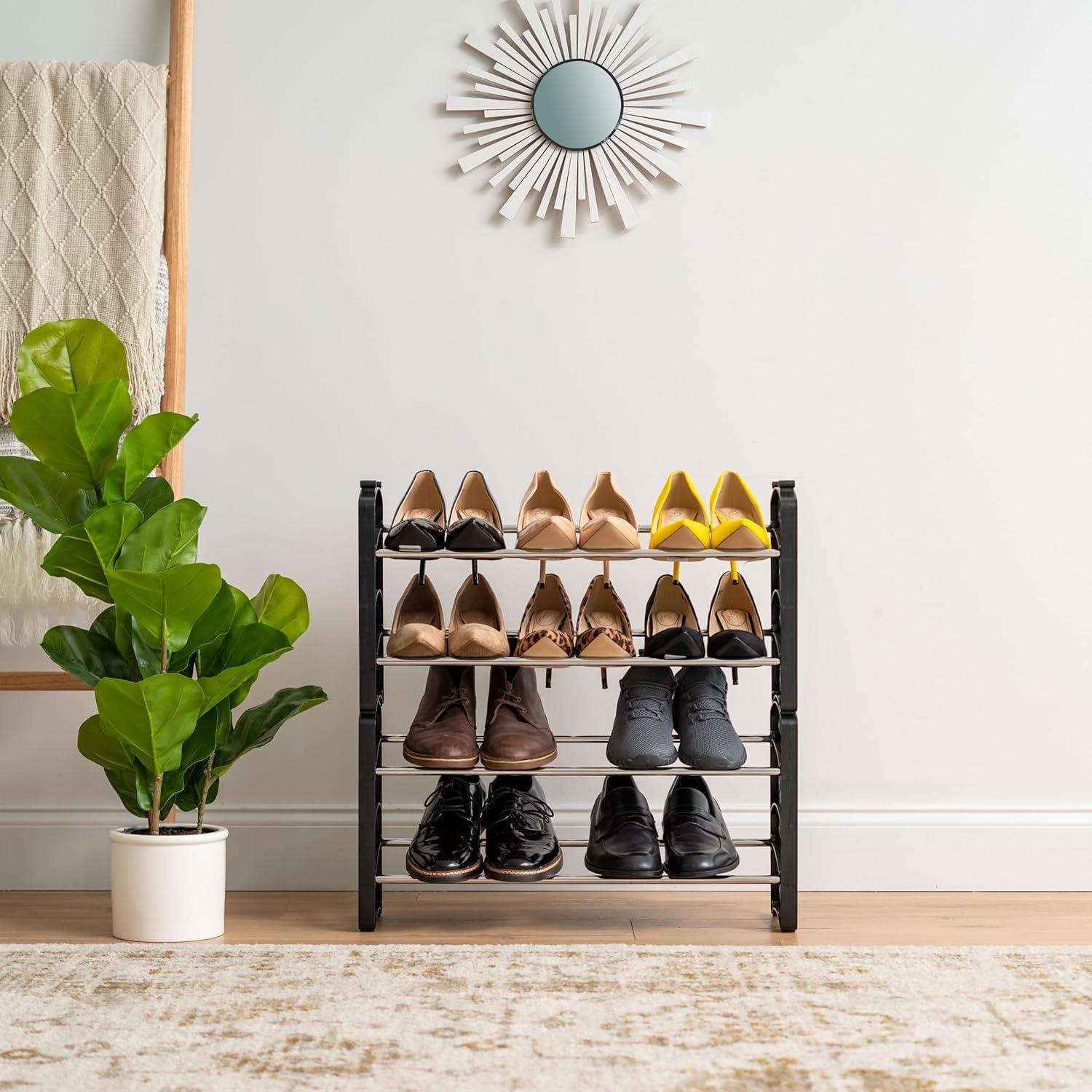 IRIS USA 2-Tier 6 Pairs Slim Metar Shoe Racks for Entryway