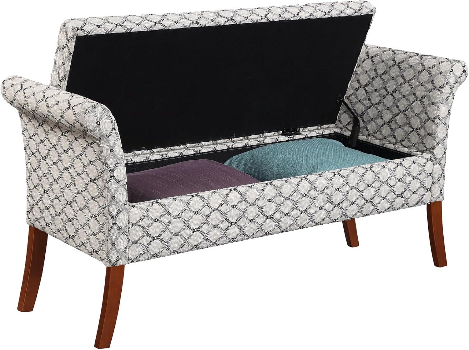 Designs4Comfort Garbo Storage Bench Ottoman  Ribbon Pattern Fabric