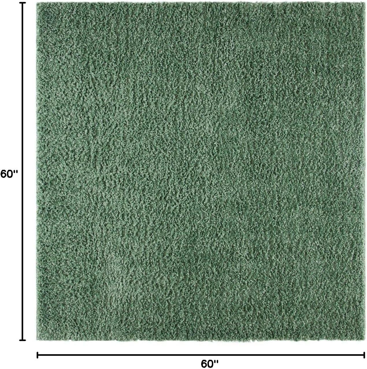 August Shag AUG200 Power Loomed Indoor Area Rug - Green - 5'x5' - Safavieh