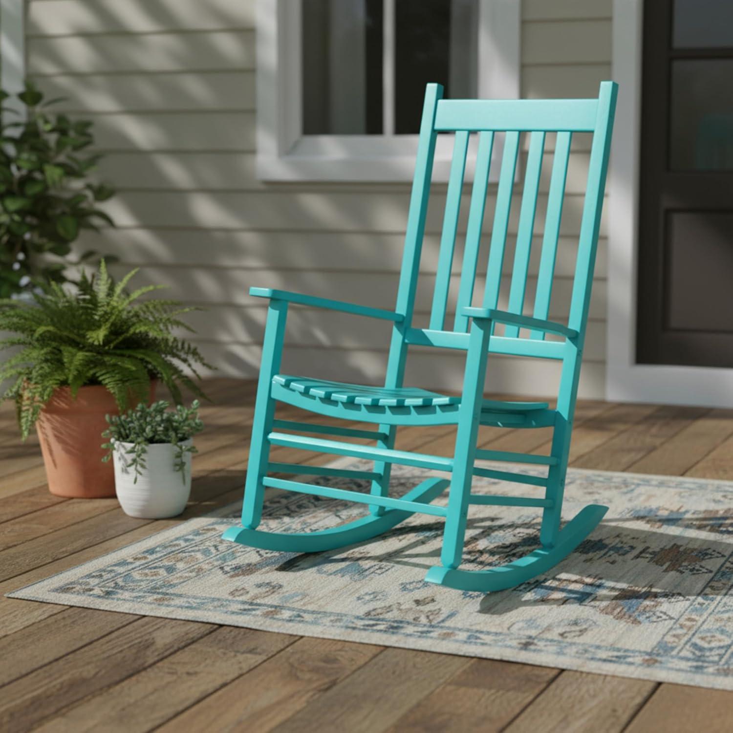 Shine Company Traditional Hardwood Indoor/Outdoor Patio Porch Rocker in Blue