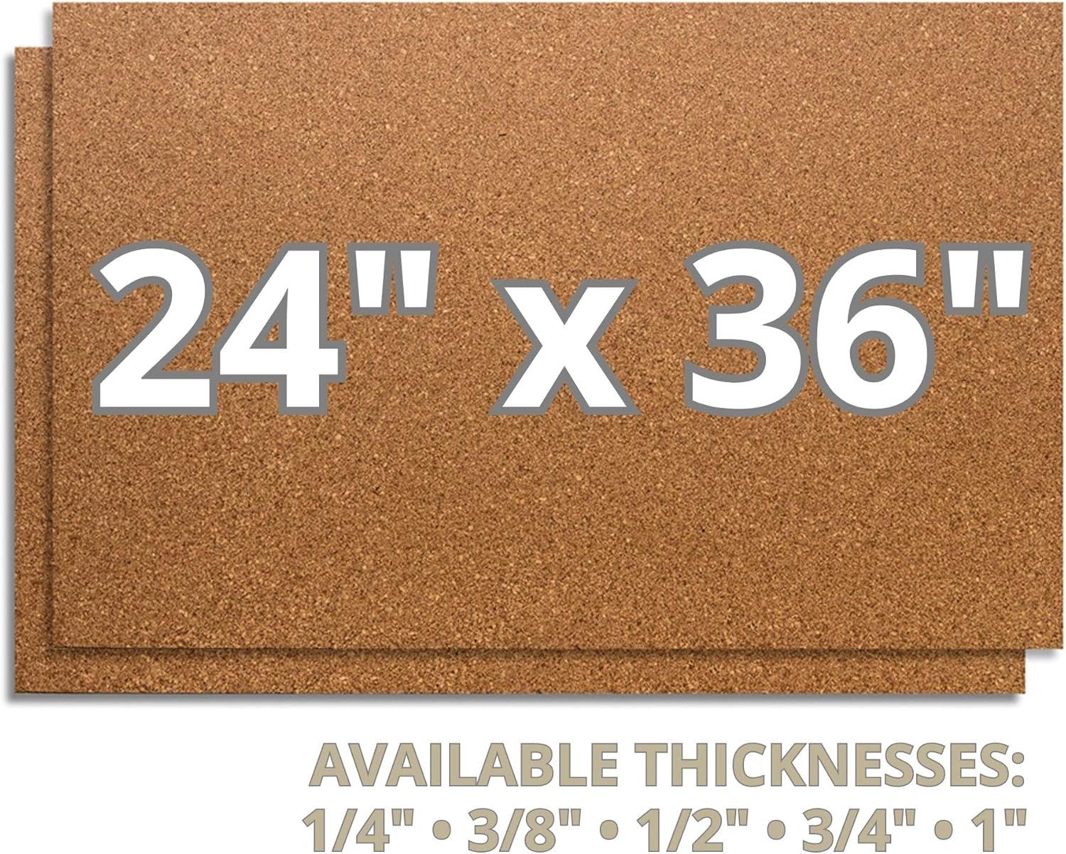 Manton Cork Sheets (1/4" inch thick)  2 Pack: 24" x 36", 100% Natural, Adhesive Strips Included