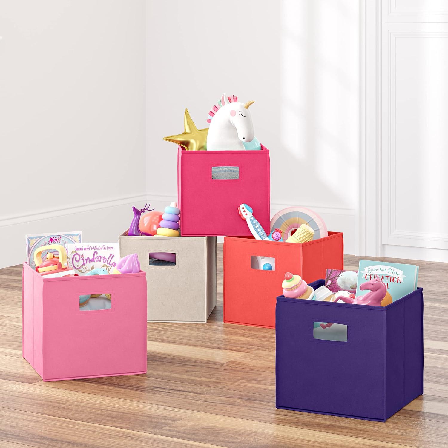 RiverRidge Kids 2pc Fabric Collapsible Storage Cube Organizers with Handles for Playroom Organization