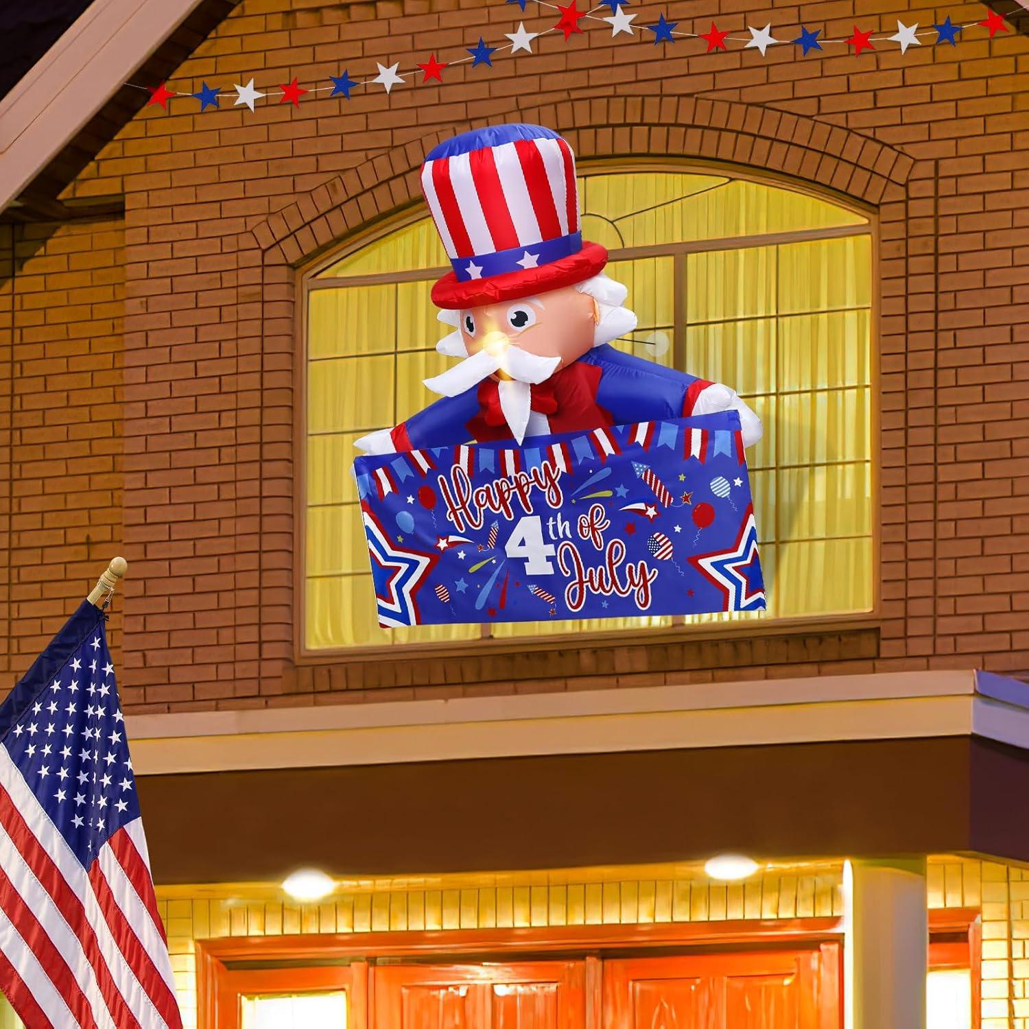 Gemmy Airblown Inflatable Uncle Sam, 4 ft Tall, Blue