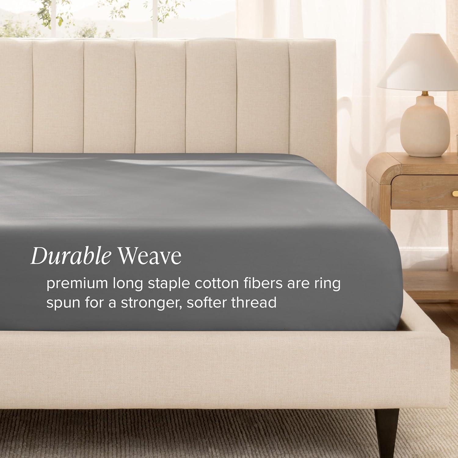 Bare Home Organic Sateen Machine Woven Fitted Sheet
