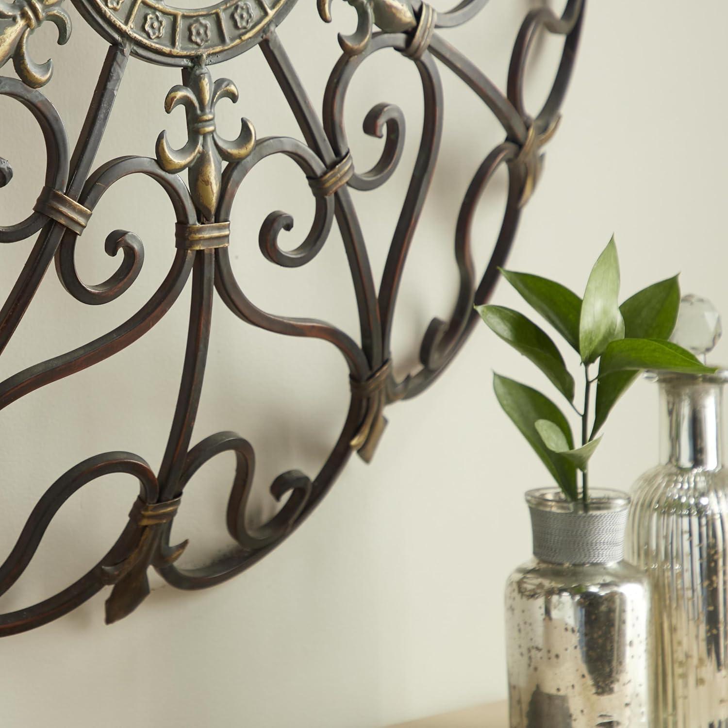 DecMode Brown Metal Scroll Wall Decor