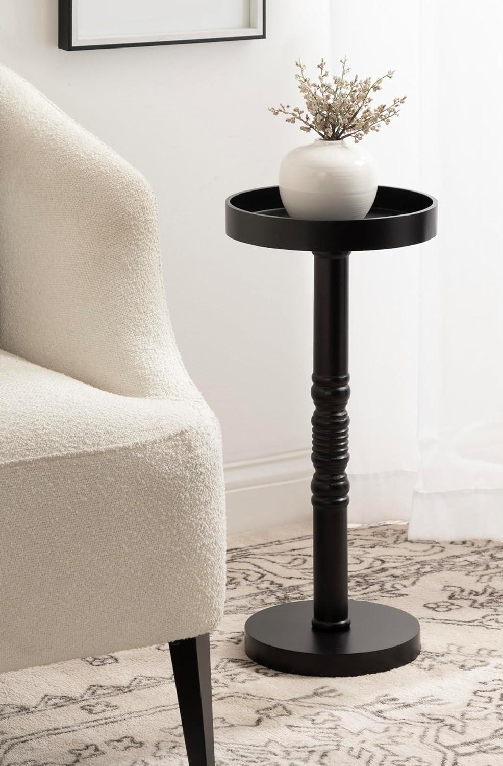 Kate and Laurel Bellport Pedestal End Table, 10x10x22, Black