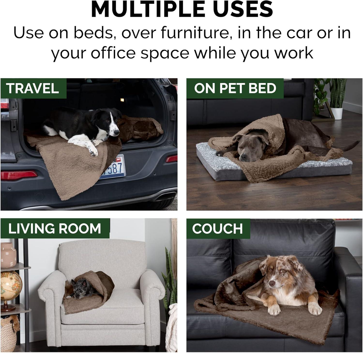 FurHaven Snuggly & Warm Soft-Edge Warming Waterproof Blanket