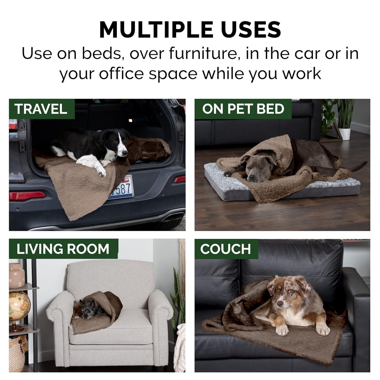 FurHaven Snuggly & Warm Soft-Edge Warming Waterproof Blanket