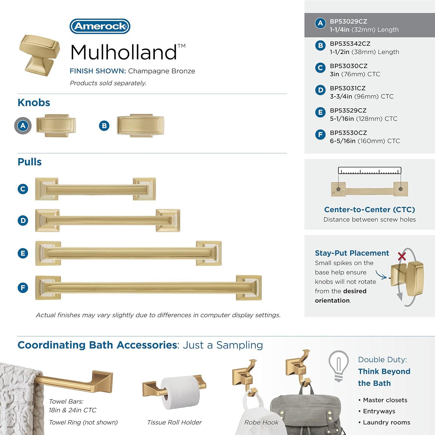 Mulholland 1 1/4" Length Bar Knob