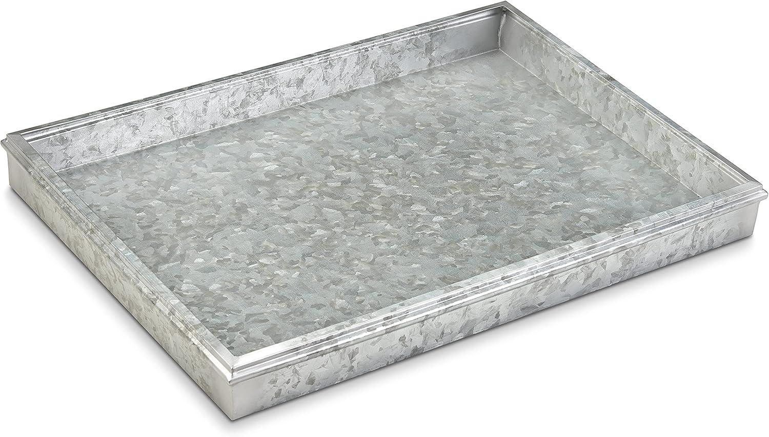 Galvanized Gray Rectangular Metal Multi-Purpose Boot Tray