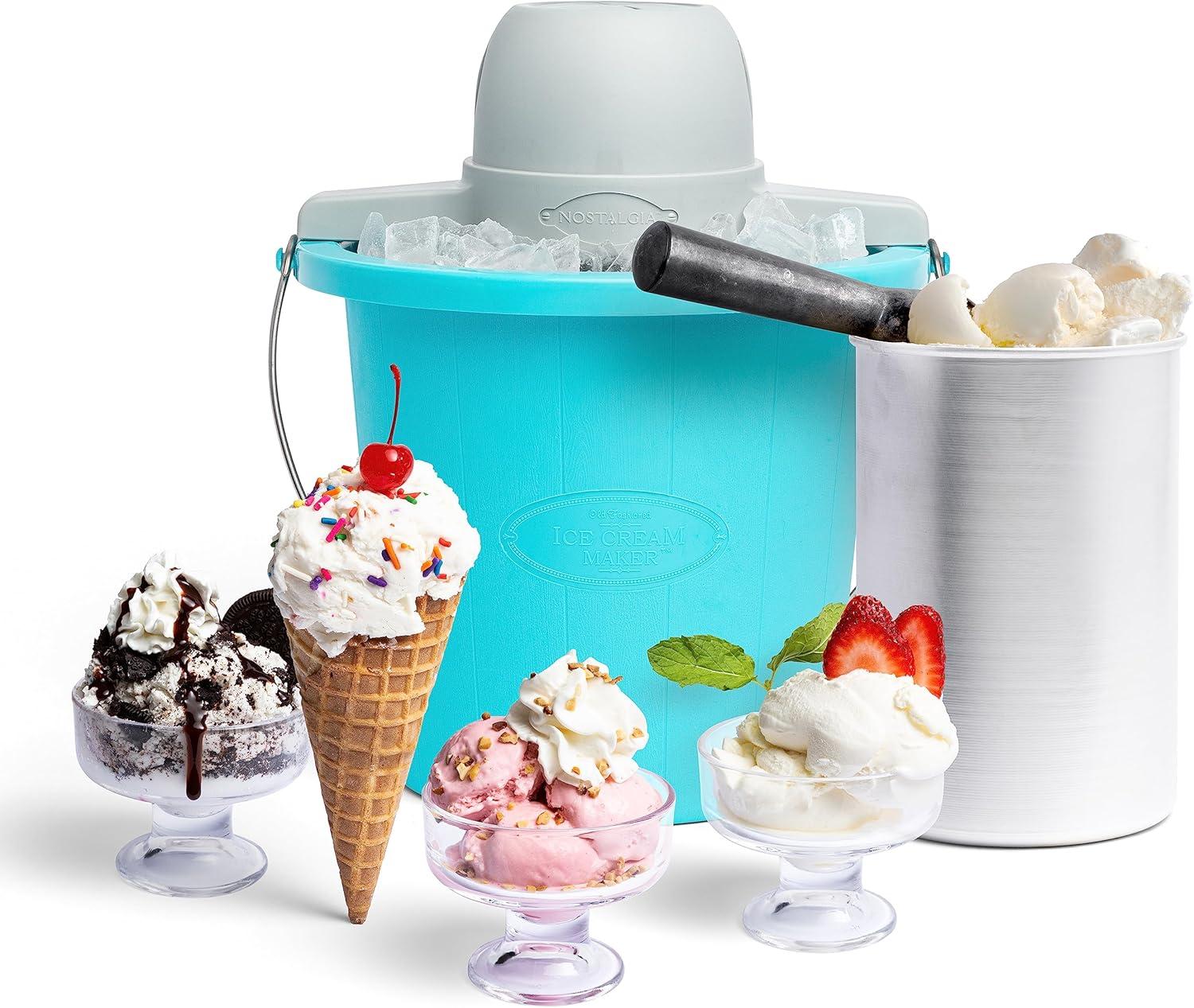 Nostalgia PICM4BG 4-Quart Electric Ice Cream Maker with Easy-Carry Handle