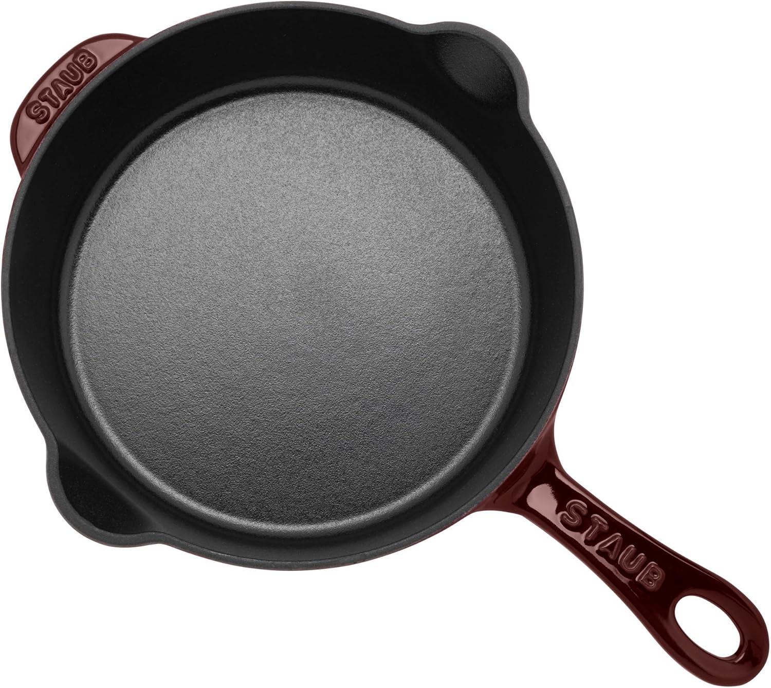 STAUB Cast Iron 8.5-inch Traditional Deep Skillet - Grenadine