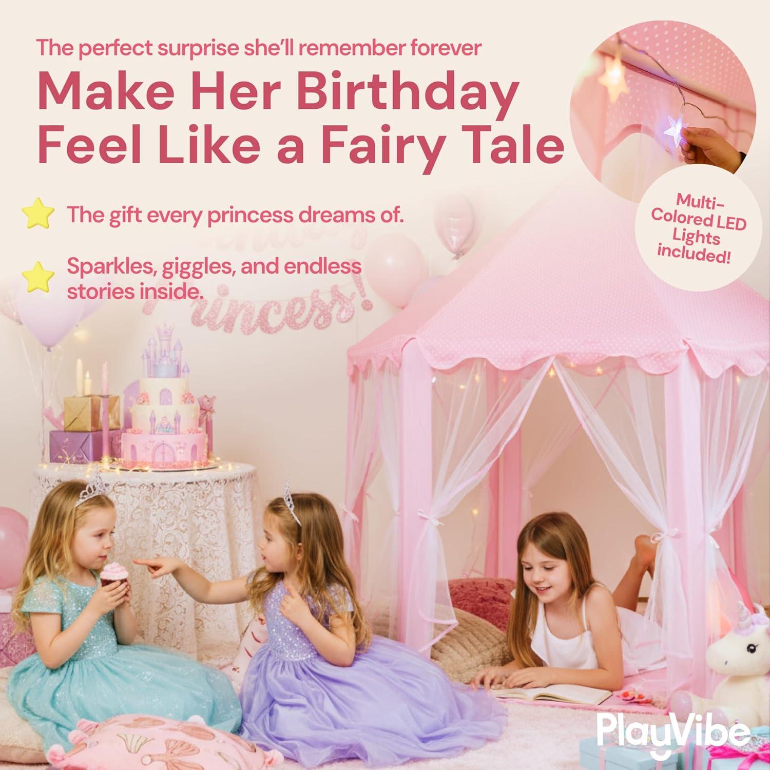 Princess Tent for Kids Tent - 55" X 53" with Led Star Lights | Princess Toys | Toddler Play Tent | Playhouse | Princess Castle