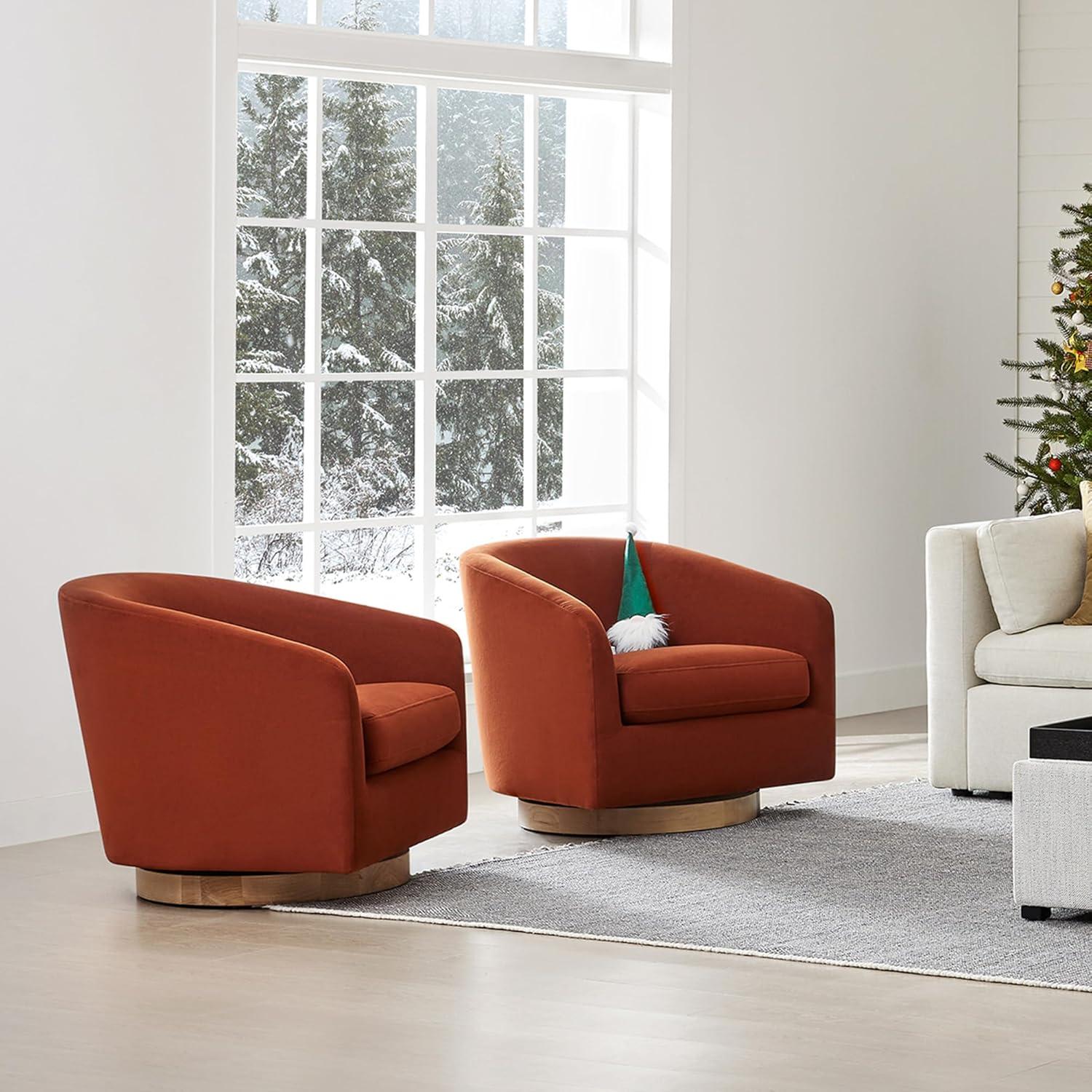 Nereus Dark Gray Fabric Swivel Accent Arm Chair with Wood Base