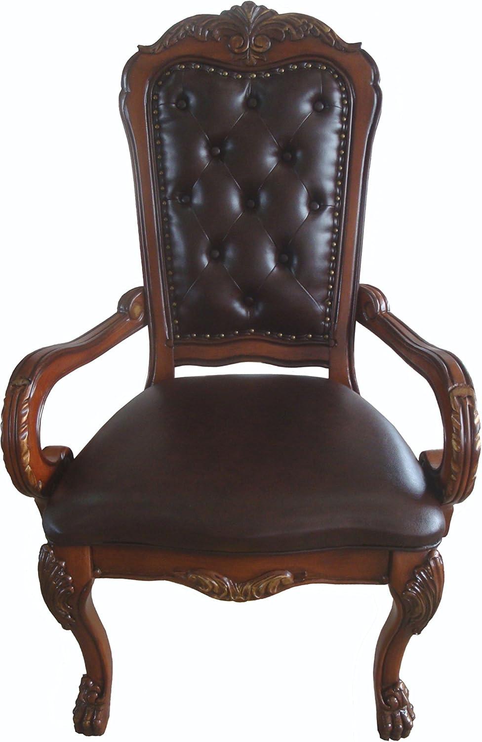 Acme Furniture 21" Dresden Accent Chair PU Cherry Oak: Leather Upholstery, Wood Frame, No Assembly Required