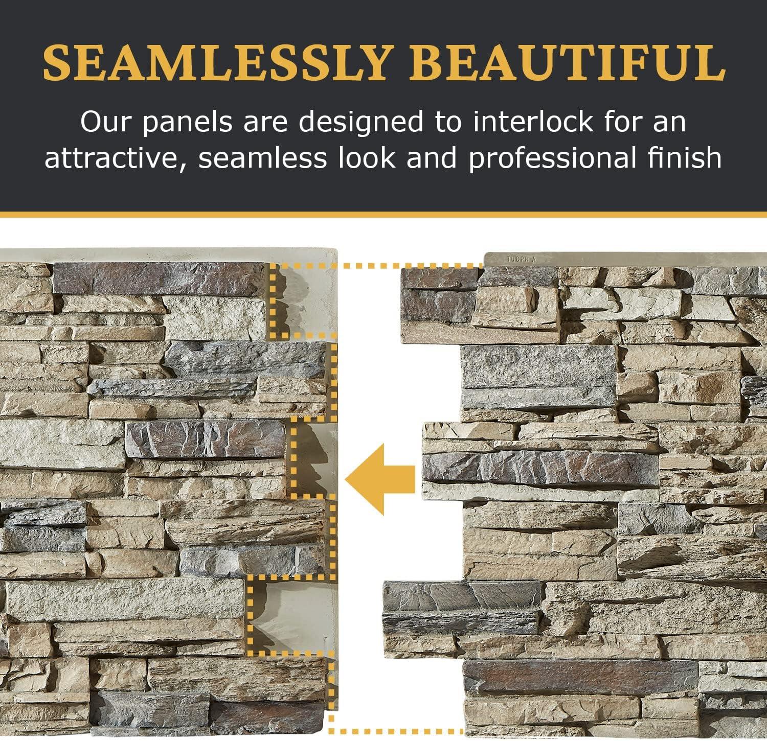 Faux Stacked Stone 3D Textured Wall Panel Sample | Sedona | 8"L x 8"H | Sample Size | Ocean Mist