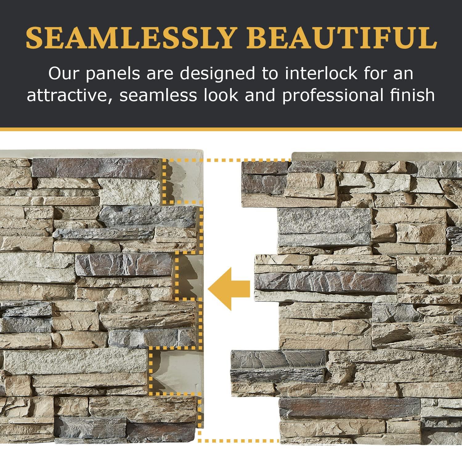 Sedona Faux Stone Gray and Beige Wall Panel