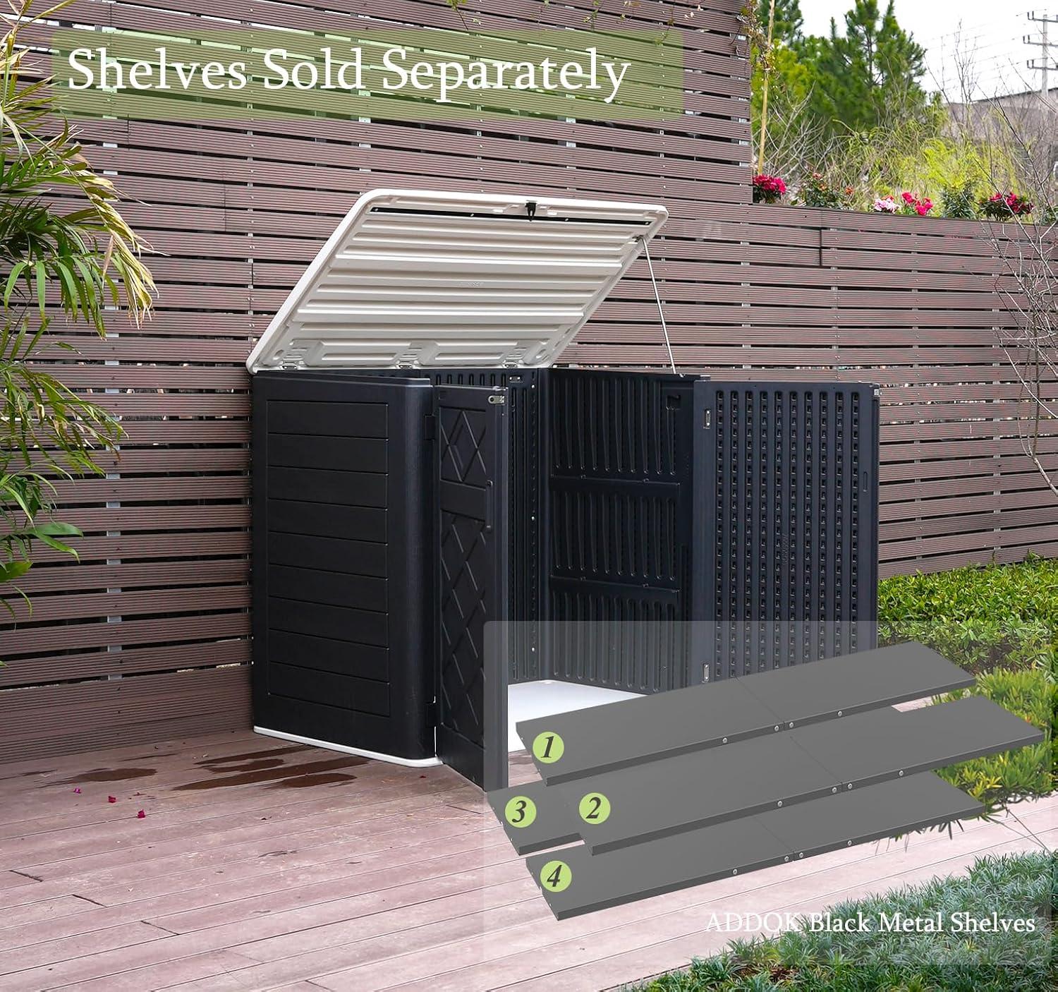 Large Brown Resin Outdoor Storage Shed with Shelving