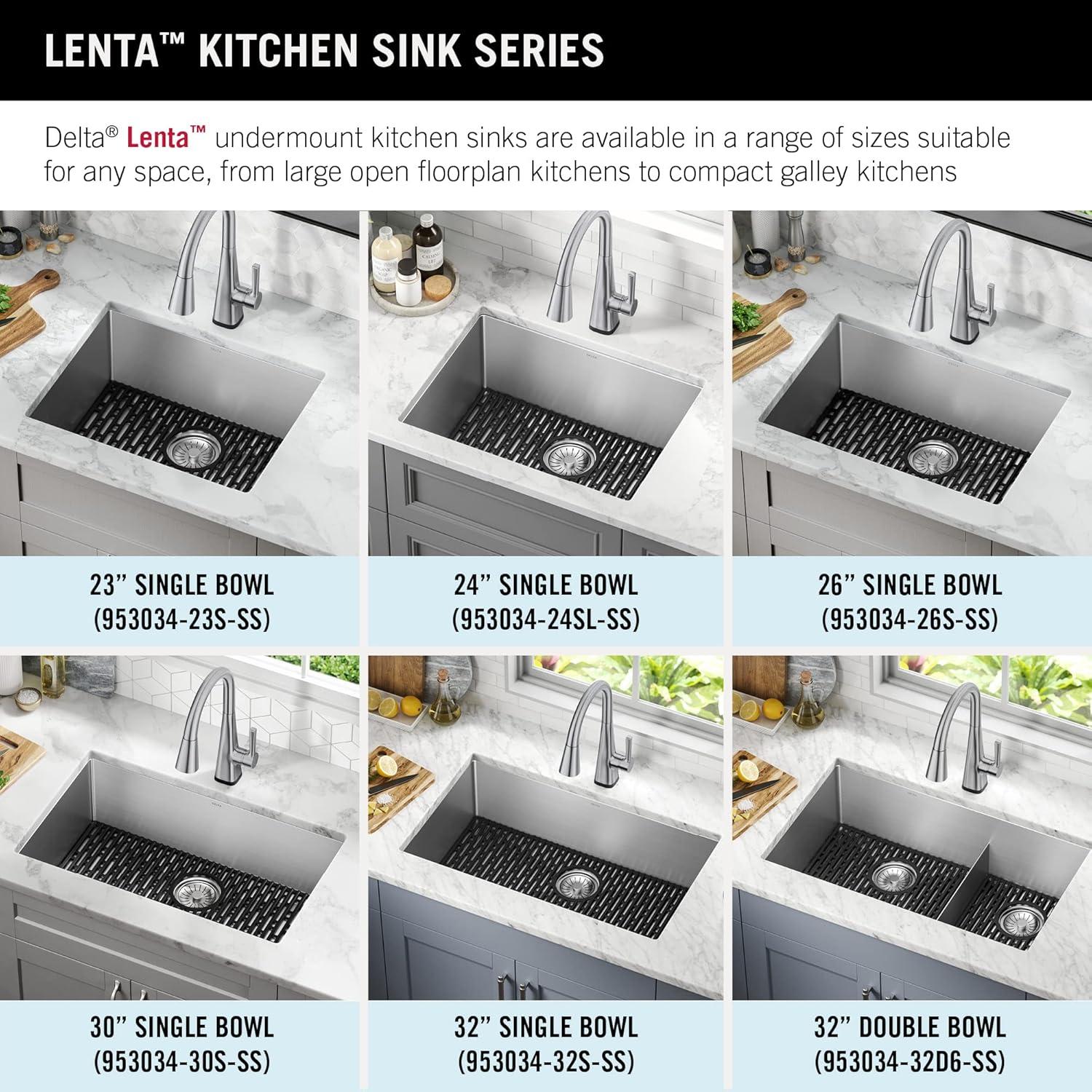 Delta Lenta™ Undermount 16 Gauge Stainless Steel Single Bowl Kitchen Sink with Accessories