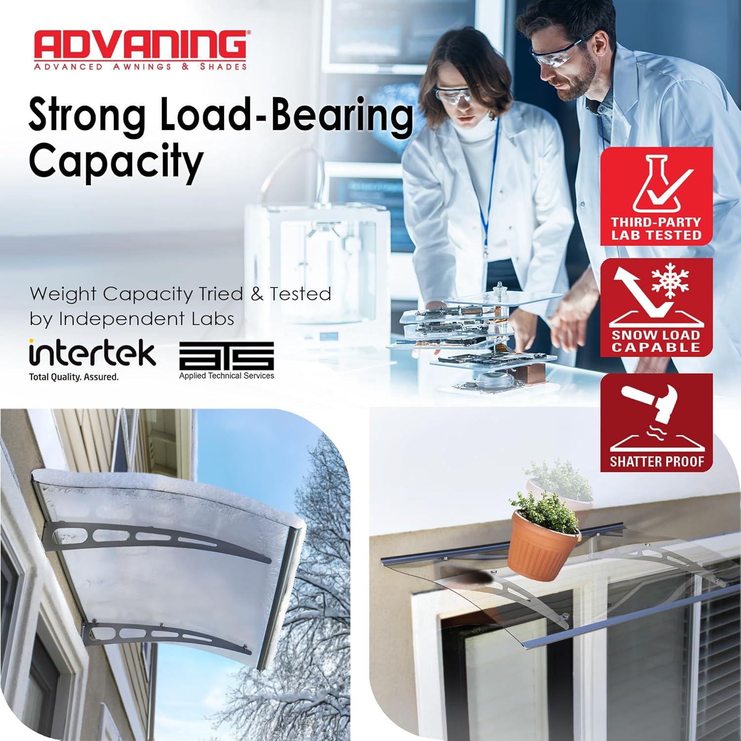 PA Series 2' 11 13/32" D Convex Door Awning