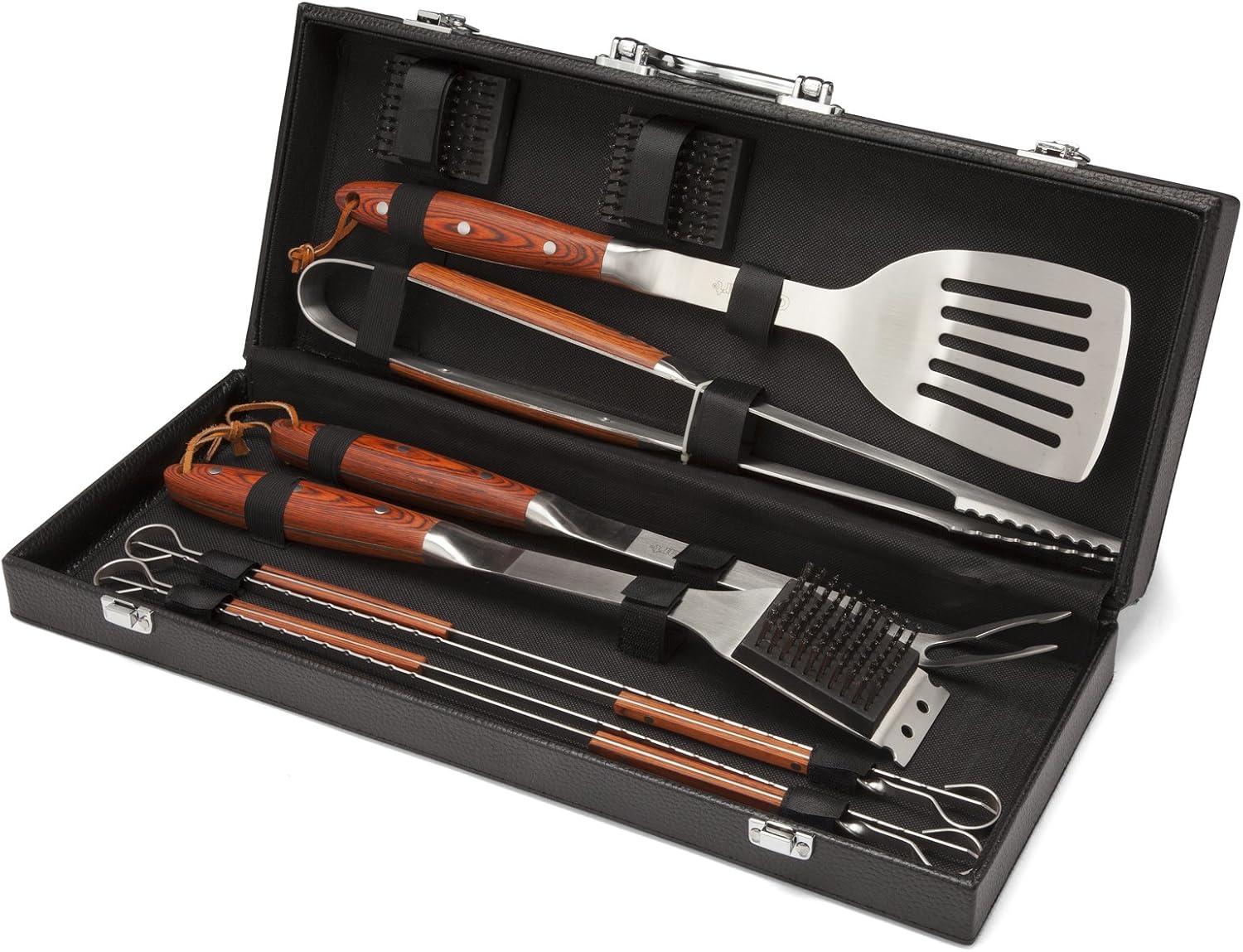 Cuisinart 10 Piece Stainless Steel Grilling Tool Set with Wooden Handles