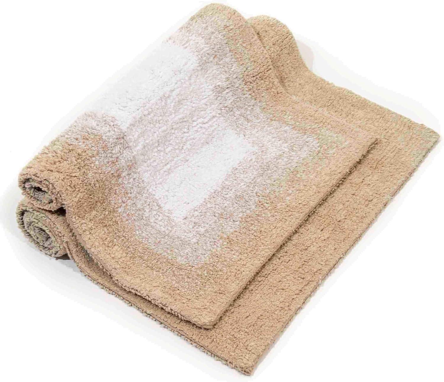 2pc Whitney Ombre Reversible Bath Rug Set Beige - Chesapeake: Cotton Tufted, Machine Washable, No Backing