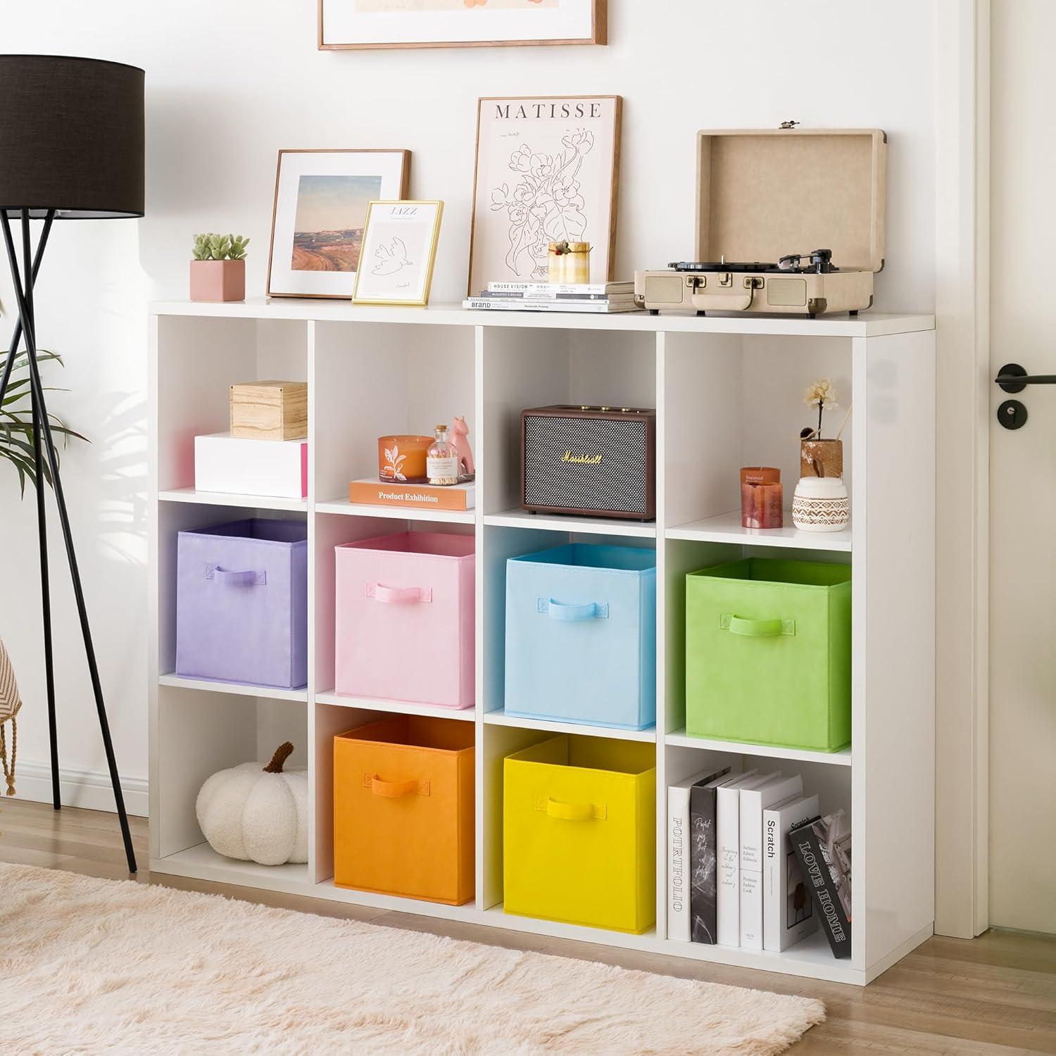 GRANNY SAYS 11 Inch Cube Storage Bins, Colorful Cube Storage Organizer, Fabric Storage Bins, Storage Cubes for Shelves, Closet, Toy Storage Bins for Kids Room, Play Room, Colour, 6-Pack