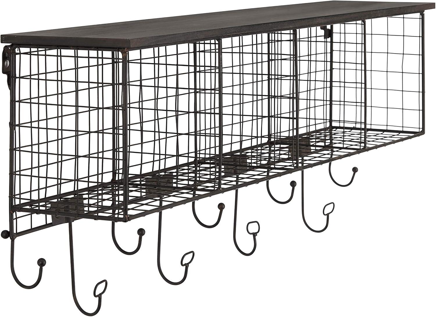 Linon Four Cubby Metal Wall Shelf in Black