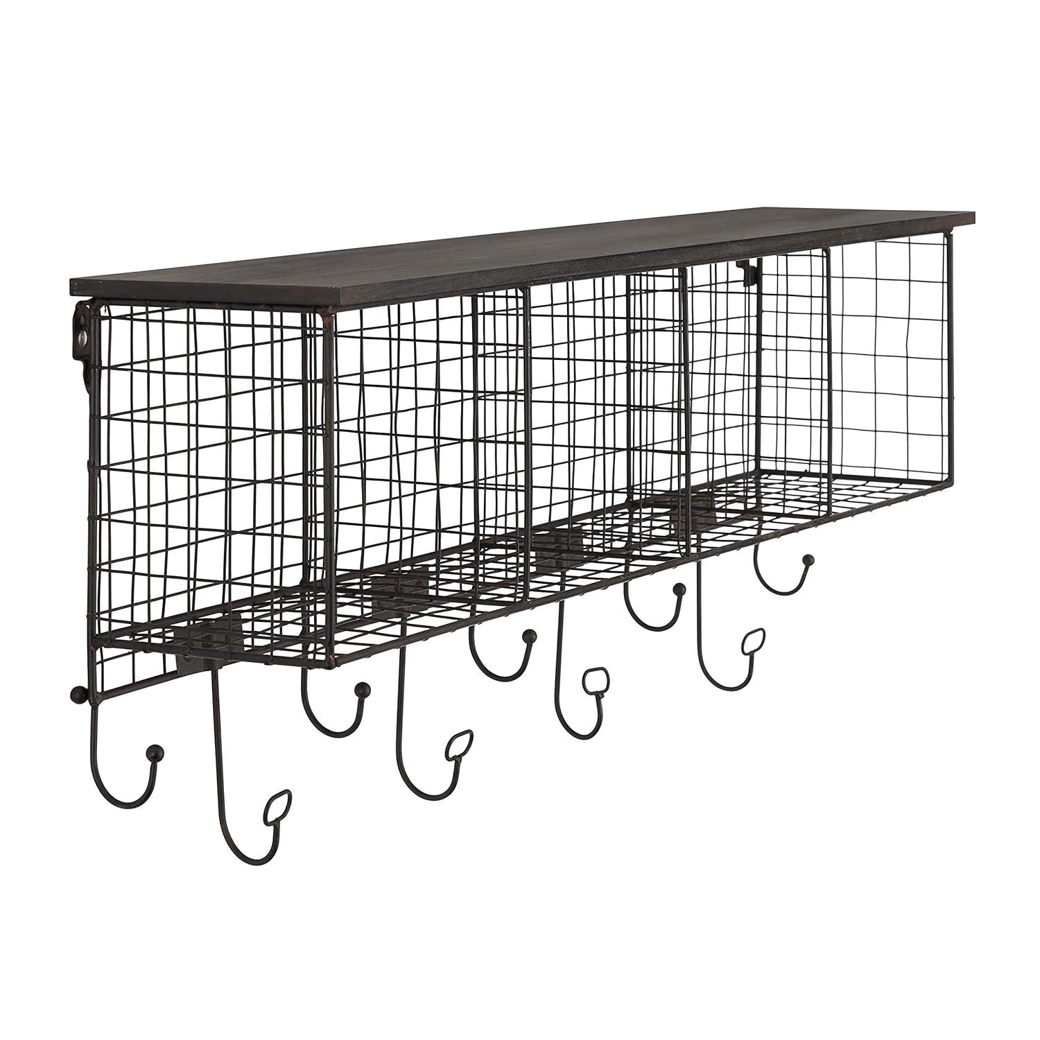 Linon Four Cubby Metal Wall Shelf in Black