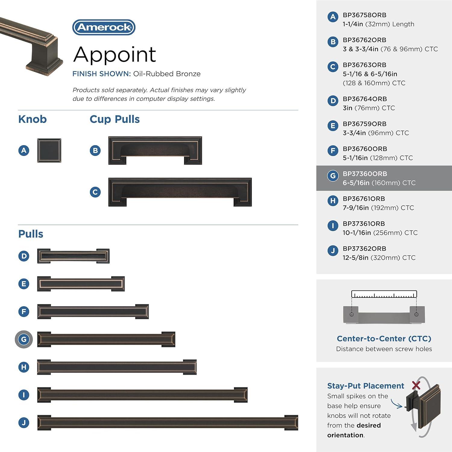 Appoint 6-5/16 in (160 mm) Center-to-Center Cabinet Pull