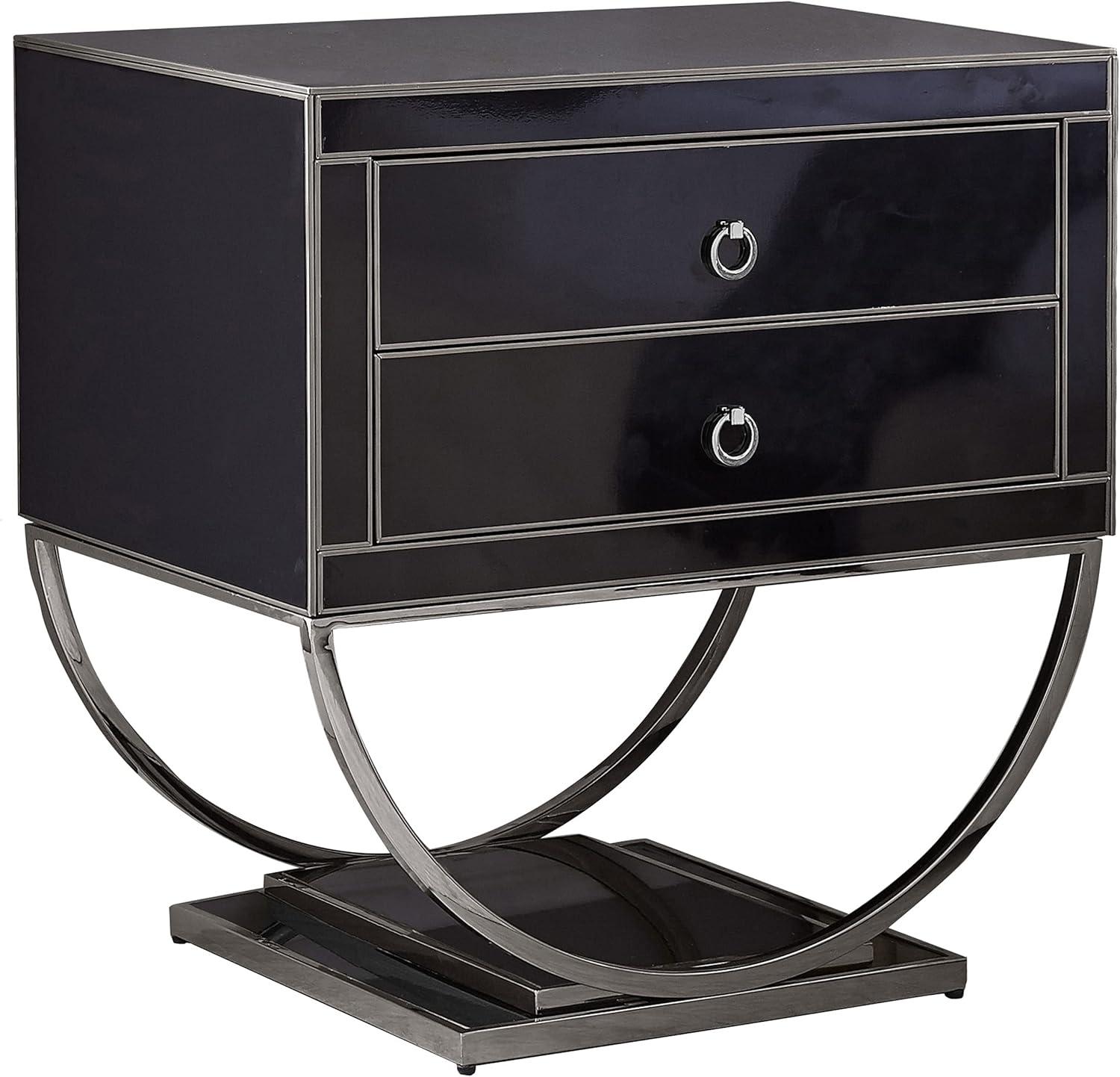 Meridian Furniture Alyssa Black Glass and Chrome Side Table