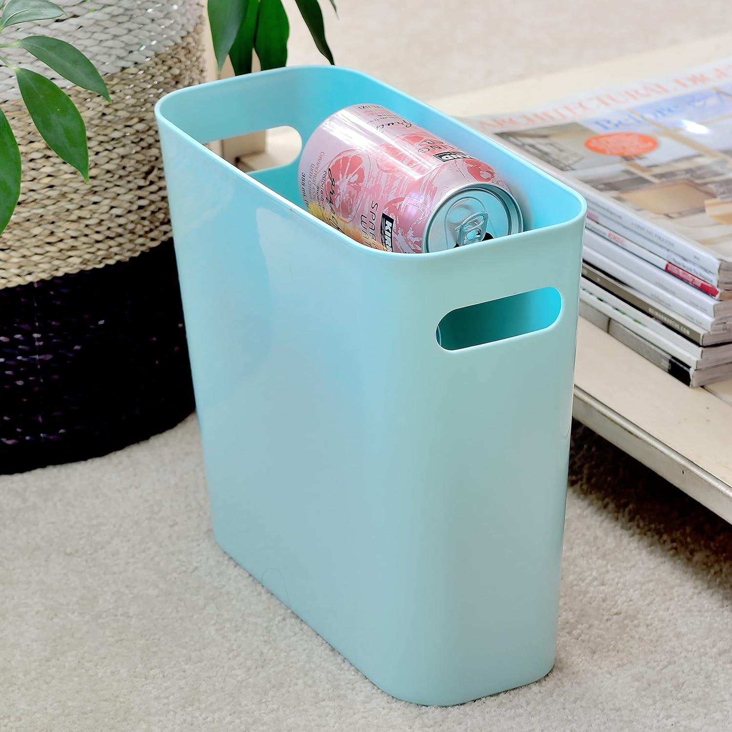 Youngever 1.5 Gallon Slim Trash Can, Plastic Garbage Container Bin, Small Trash Bin with Handles for Home Office, Living Room, Study Room, Kitchen, Bathroom (1 Pack Mint)