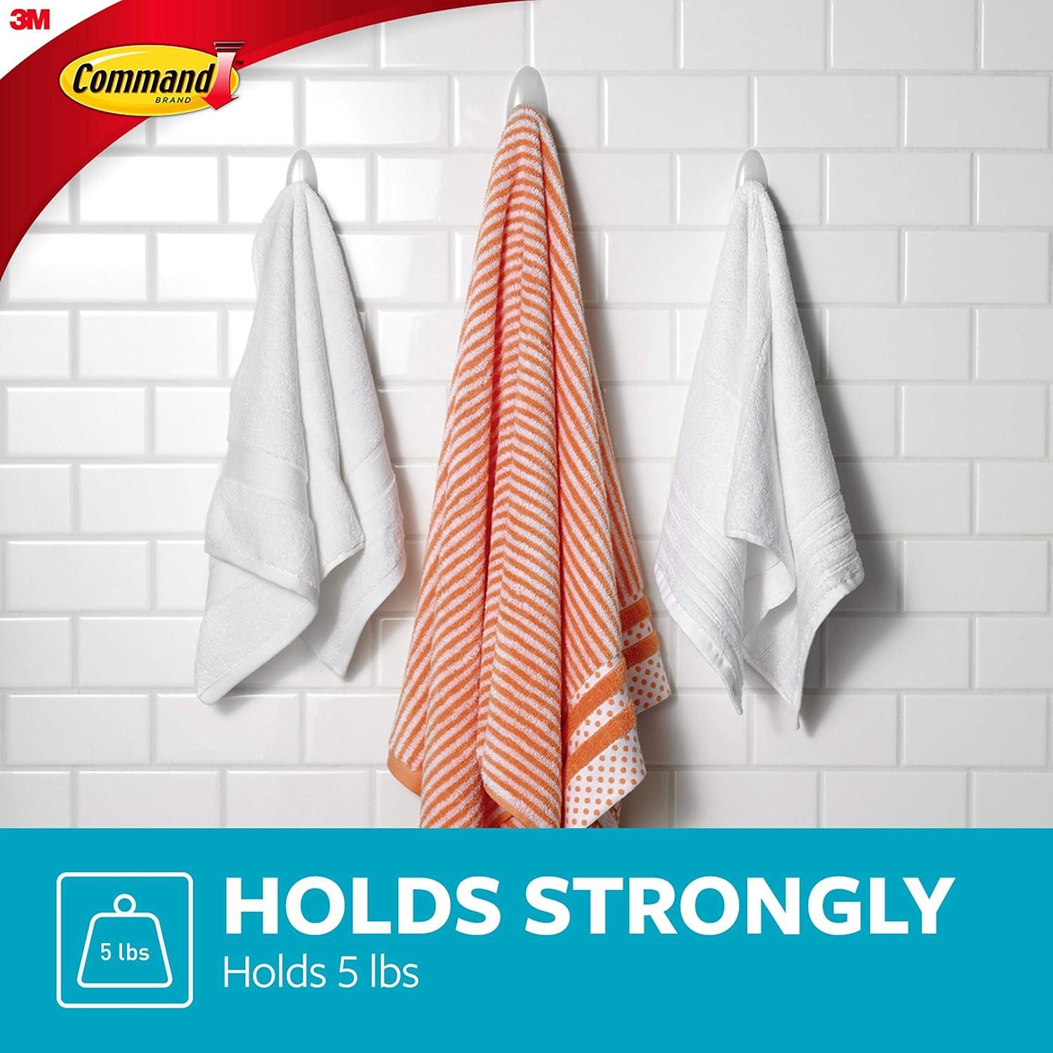 Clear Frosted Large Towel Hooks with Water-Resistant Strips