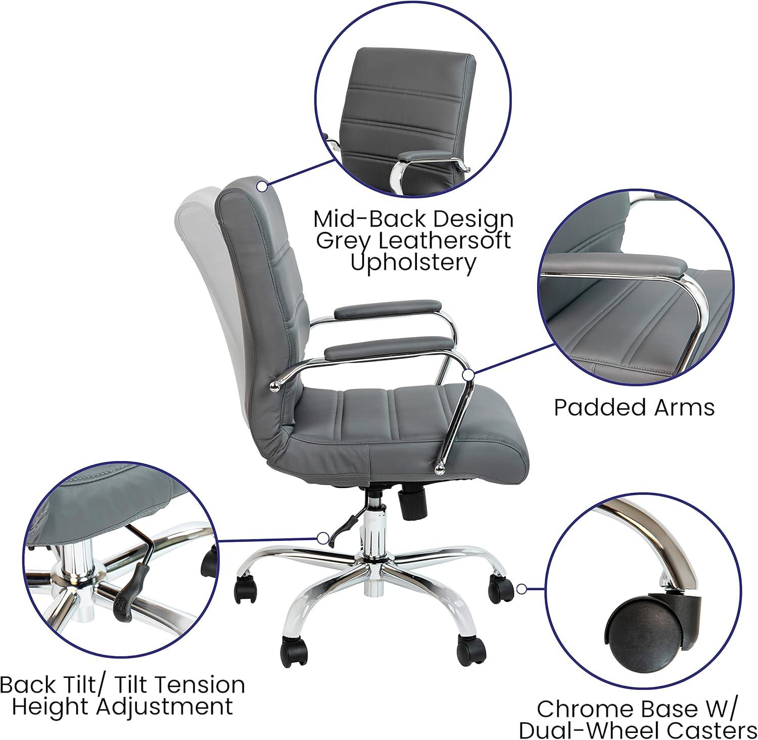 Flash Furniture Mid-Back Executive Swivel Office Chair with Metal Frame and Arms