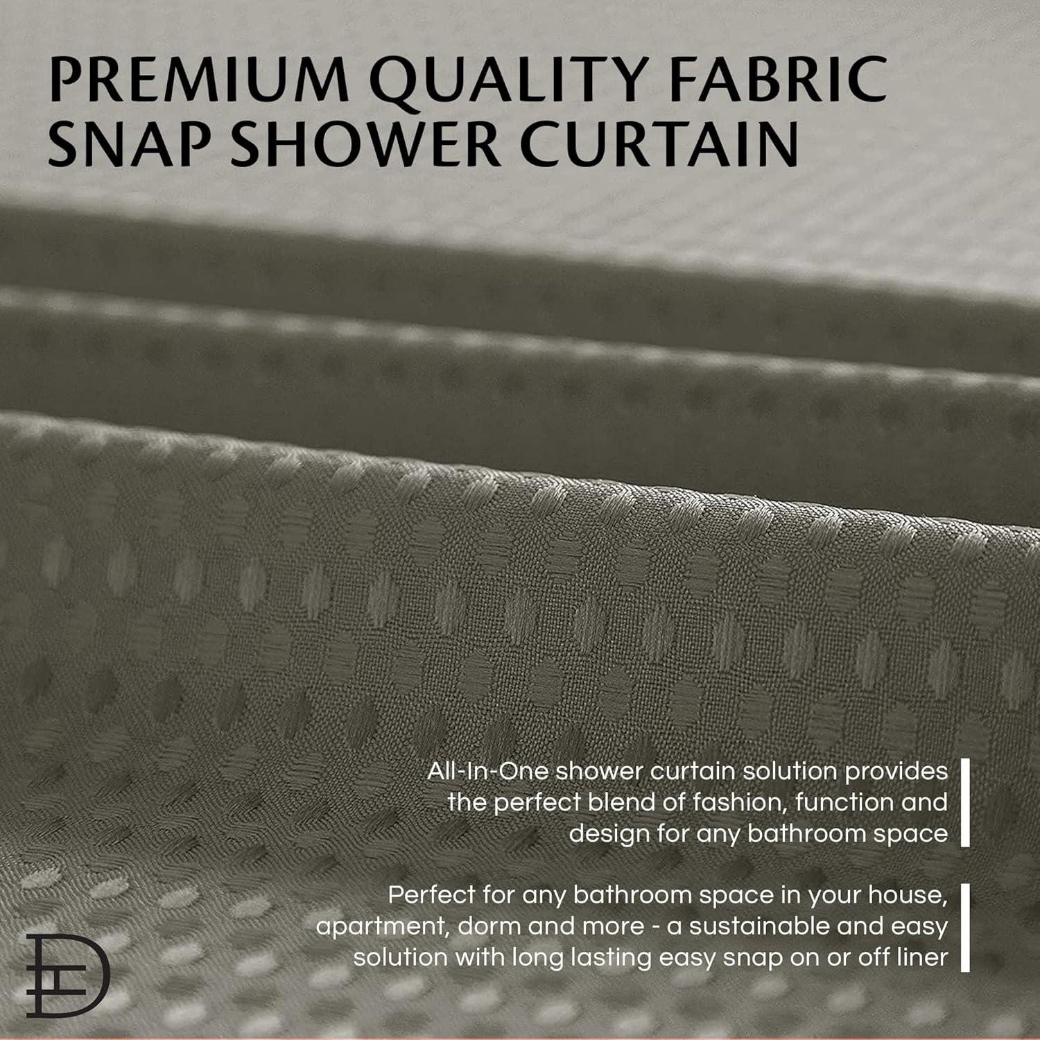 Dainty Home Complete Shower Curtain With Detachable Liner - Grey