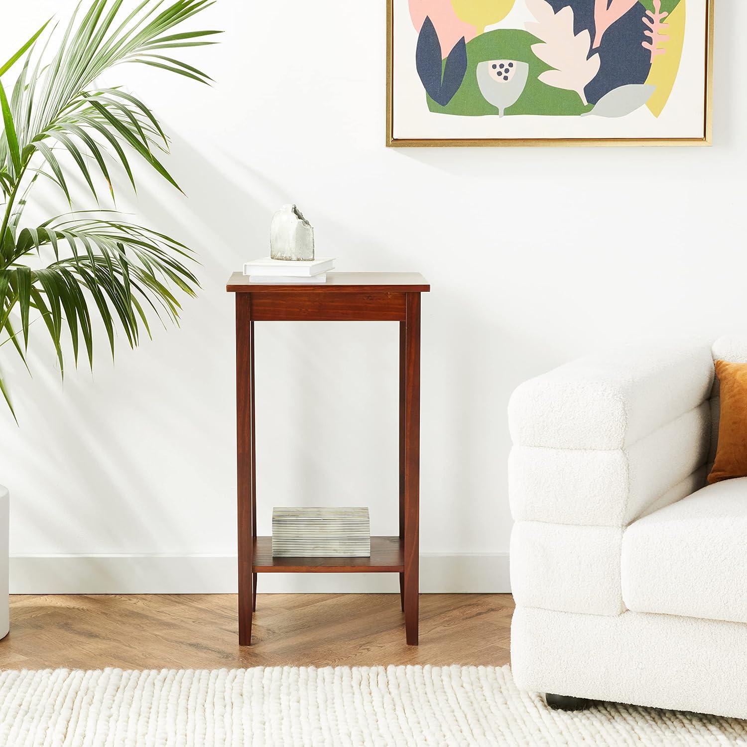 Rosewood Tall Rectangular Solid Wood End Table