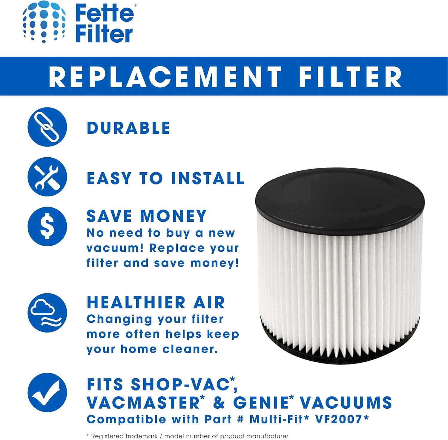 Replacement Filter for Filters 90304 90333 90350 Fits Most Wet/Dry Vaccuums 5 Gallon and Above