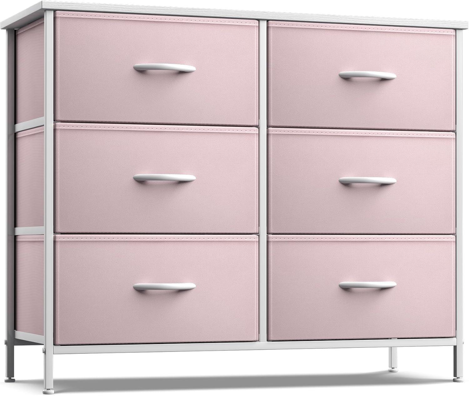 Sorbus 6 Drawers Dresser- Storage Unit with Steel Frame, Wood Top, Fabric Bins - for Bedroom, Closet, Office and more