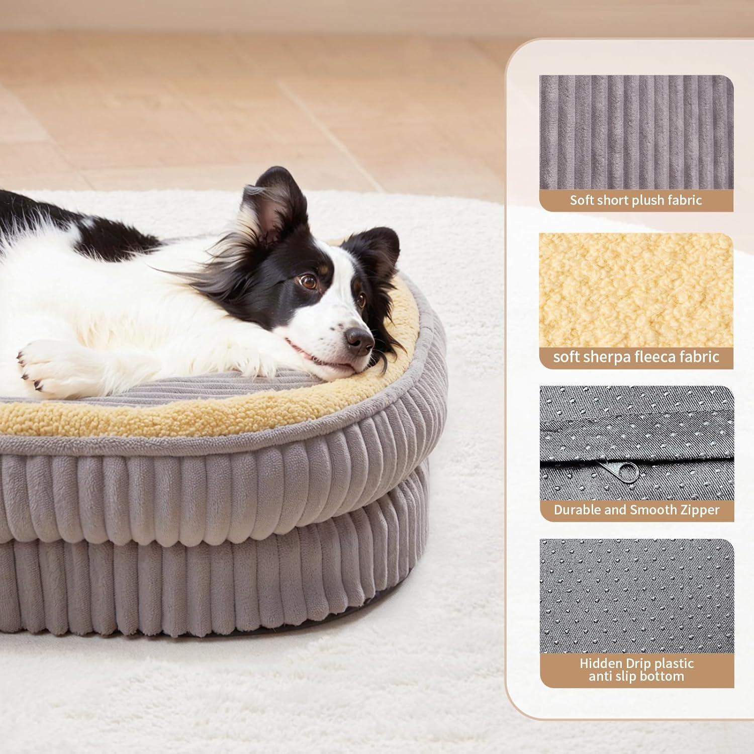 Dog Bed for Puppy, Oval Cat Beds, Pet Couch Bed with Four Sided Bolster