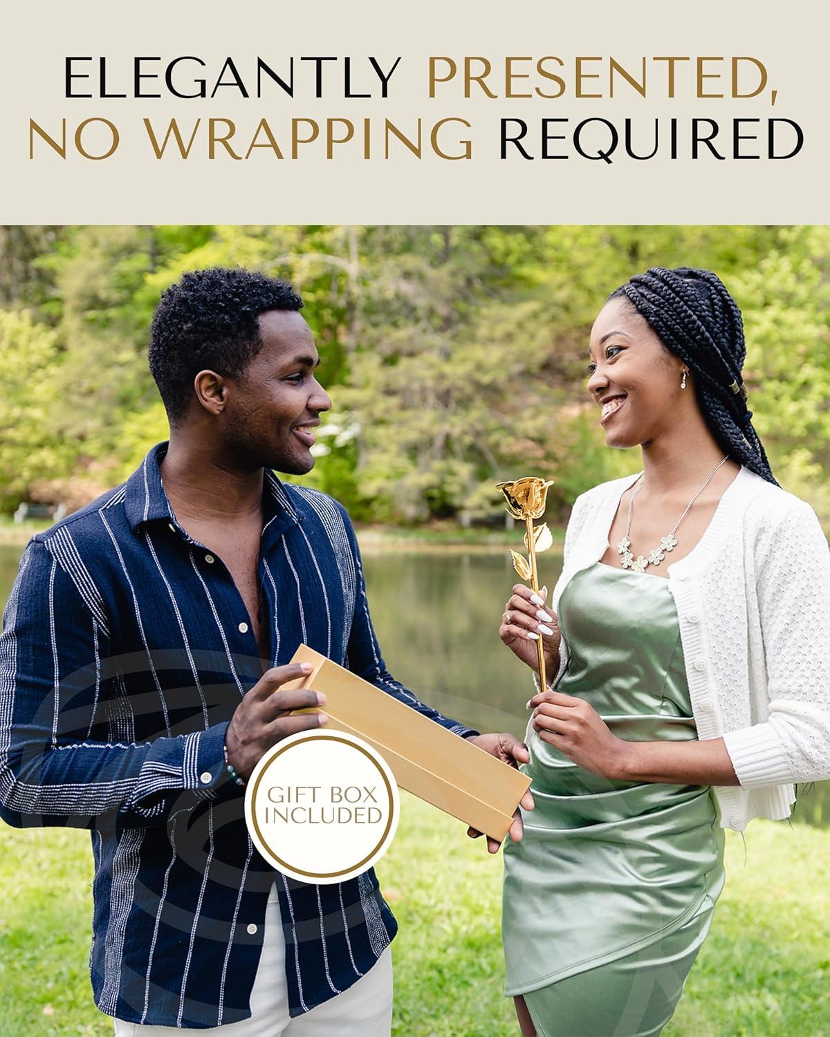 24K Gold Dipped Rose, Unique & Everlasting Real Hand Dipped in 24K Gold Rose, 11” to 12”